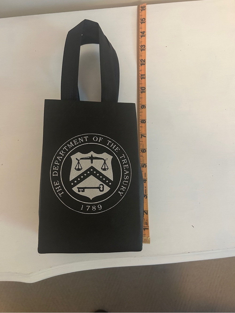 Black Department of the Treasury Logo Tote Bag for Men